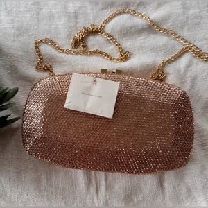 460 new Madison West clutch purse, rhinestones, pinkish gold nwt